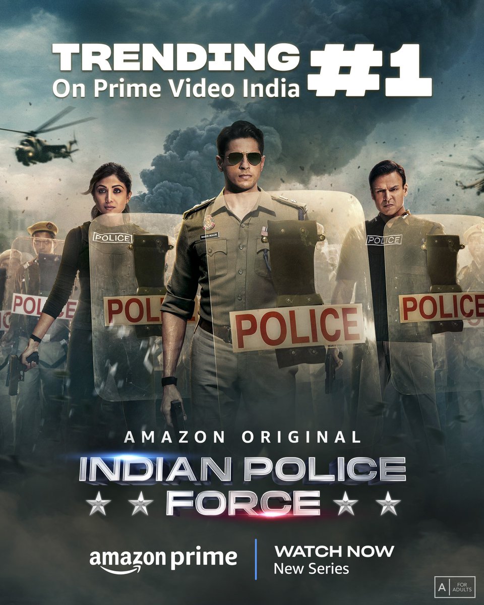 How can we not be number one when YOU ALL support the force! 💙
Thank you so much for the love🥹 

#IndianPoliceForceOnPrime, watch now @PrimeVideoIN.

#RohitShetty @SidMalhotra @vivekoberoi @itsishatalwar @RSPicturez @RelianceEnt #SushwanthPrakash @TSeries 

#ShilpaTaraShetty 🌟