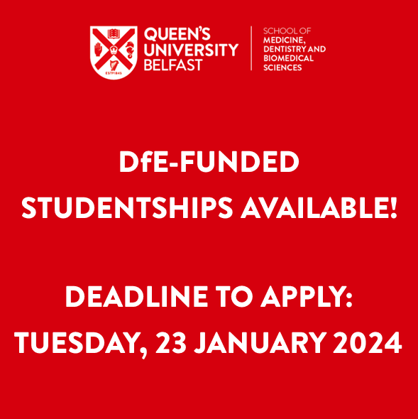 QubCancer's tweet photo. Only a few days left to apply for the QUB School of Medicine, Dentistry &amp; Biomedical Sciences' DfE Funded Studentship (starting 1 October 2024): https://t.co/fx2POCcuqs https://t.co/kWEpI5ZkuQ