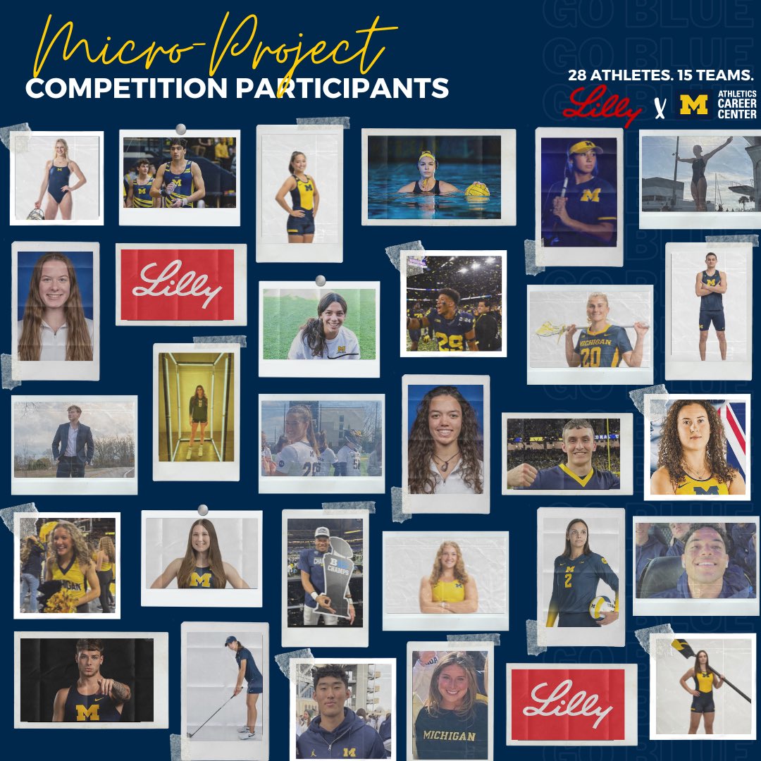 MACC Program (@umichgomacc) on Twitter photo 28 student-athletes. 15 teams represented. 1 amazing opportunity.
These student-athletes are competing in <a href="/EliLillyandCo/">Eli Lilly and Company</a>’s Micro-Project Competition against SA’s from 7 other universities. Excited to see the recommendations they present to Senior Executives at Lilly! #GoBlue 28 student-athletes. 15 teams represented. 1 amazing opportunity.
These student-athletes are competing in <a href="/EliLillyandCo/">Eli Lilly and Company</a>’s Micro-Project Competition against SA’s from 7 other universities. Excited to see the recommendations they present to Senior Executives at Lilly! #GoBlue