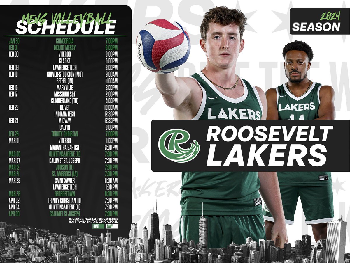 RULakersMVB's tweet photo. 11 DAYS 👀 till we’re back competin’ in the G.
HOME OPENER vs Concordia Chicago is Jan 30 ‼️ Come support our men 🫡 #RUmvb
#WEWILL | #BetterTogether | #rooseveltu https://t.co/8B1ZbiR4eN