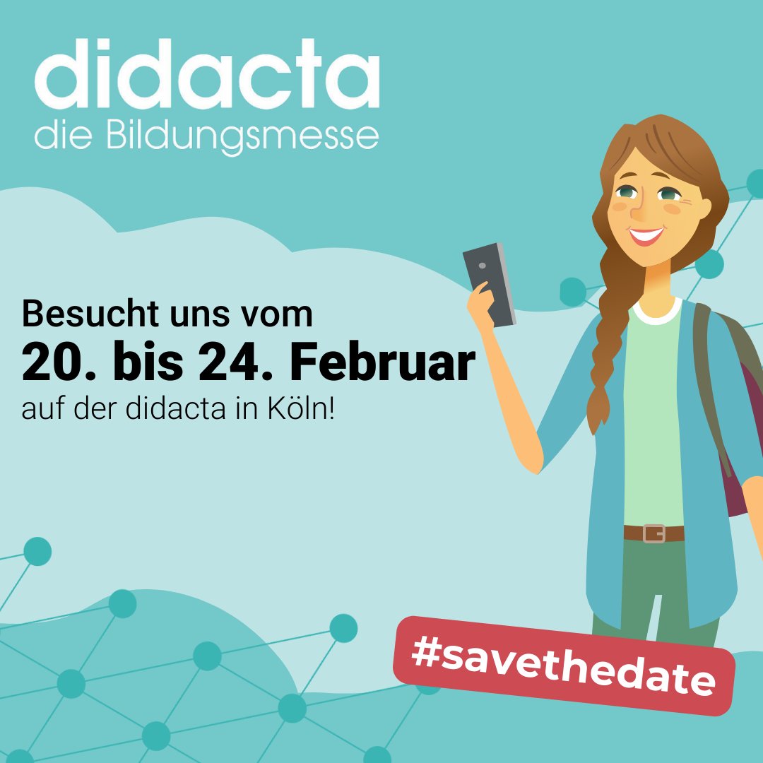 Auch in diesem Jahr wird die #didacta Bildungsmesse wieder zur Bühne für die bunte Welt des Lernens! Und natürlich ist das YouCodeGirls-Team dieses Jahr wieder mit dabei! 🚀 🗓 20.–24. Februar 2024 📍 Messe Köln, Halle 7, B33 Wir freuen uns, wenn ihr uns in Köln besucht!🤗