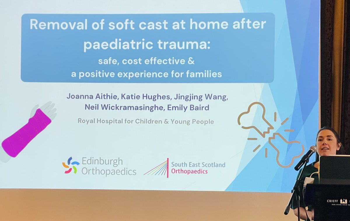 Using Softcasts for kids’ fractures is 🧷 Safe 👨‍👩‍👧 Acceptable to caregivers 🏥 Reduces clinic attendance 💷Saves £££ 🌍Sustainable Presented at @scotorth by @joannaaithie @EdinOrthopaedic @SESOrtho @emilyjanebaird @katiephughes @_Jingjingwang Neil Wickramasinghe