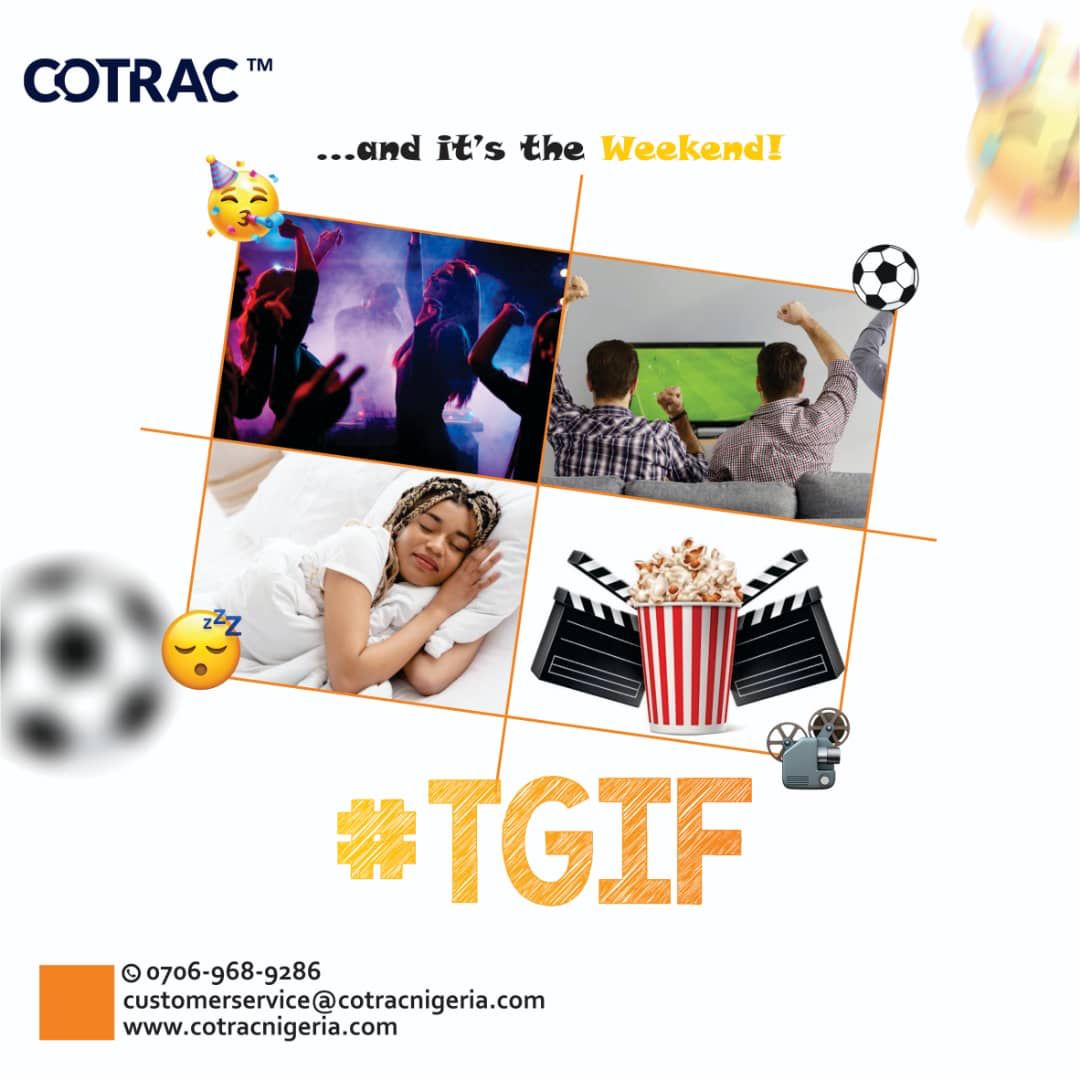 Cheers to the weekend! 🥂 Embrace the 48 hours of joy, whether it's party time 🥳, sports fever ⚽, relaxation mode 😴, or movie marathon 📽️. Amidst the fun, stay in control with CoTrac for a worry-free weekend!

#WeekendVibes #CoTracSafety #TGIF  #CoTrac #AlwaysInControl