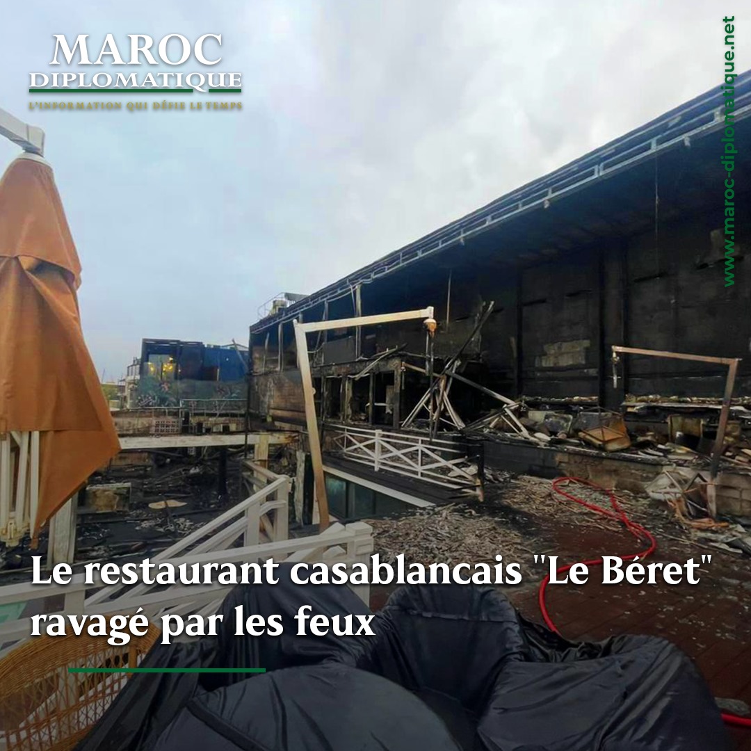 marocdiplomatic's tweet image. Un #incendie s’est déclaré au restaurant Le #Béret, sur le boulevard de la #Corniche à #Casablanca, dans la nuit du jeudi au vendredi. Le feu n’a pas fait de blessé, mais a occasionné des dégâts matériels.