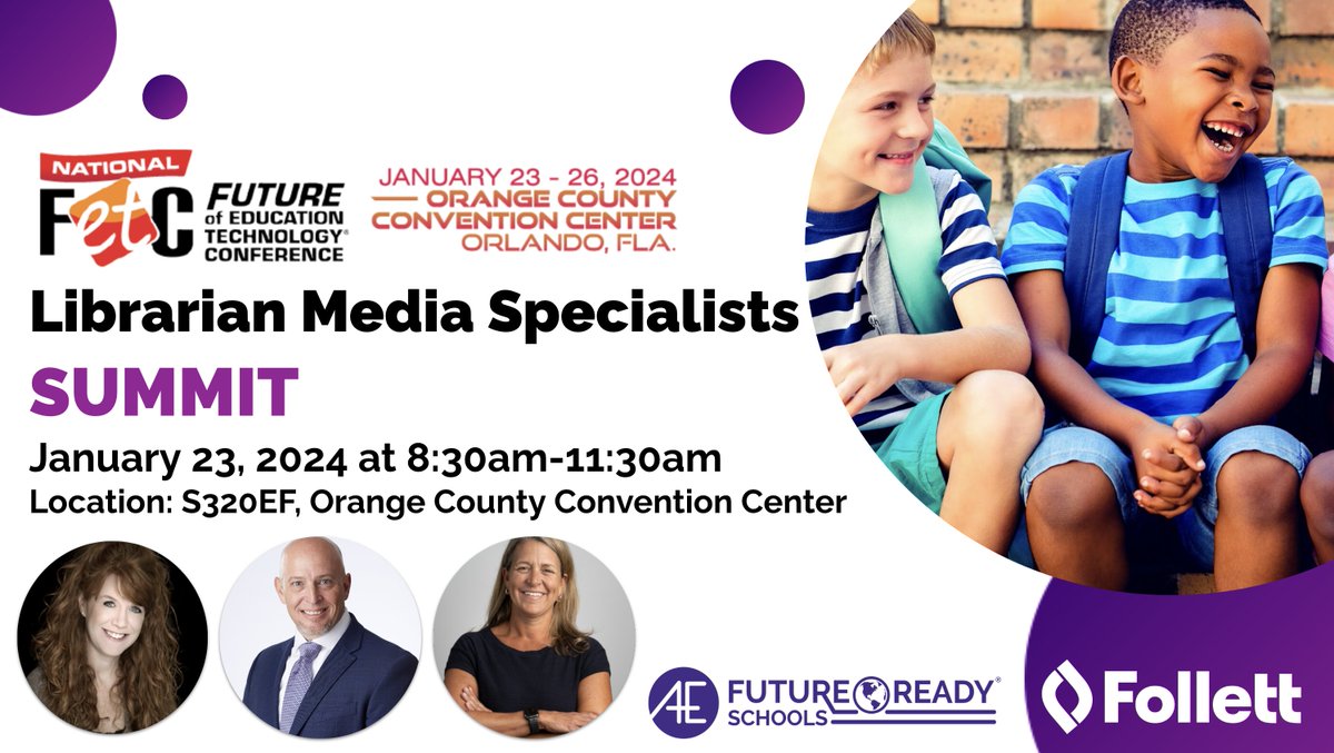 Kick off @fetc 2024 with us at the Librarian Media Specialist Summit. 🎉🎉🎉 It is on January 23, 2024 at 8:30am in S320EF. We hope you join us for a great morning of learning, sharing, creating and fun. buff.ly/4904ltT #FutureReady #FutureReadyLibs #edchat #edtech…