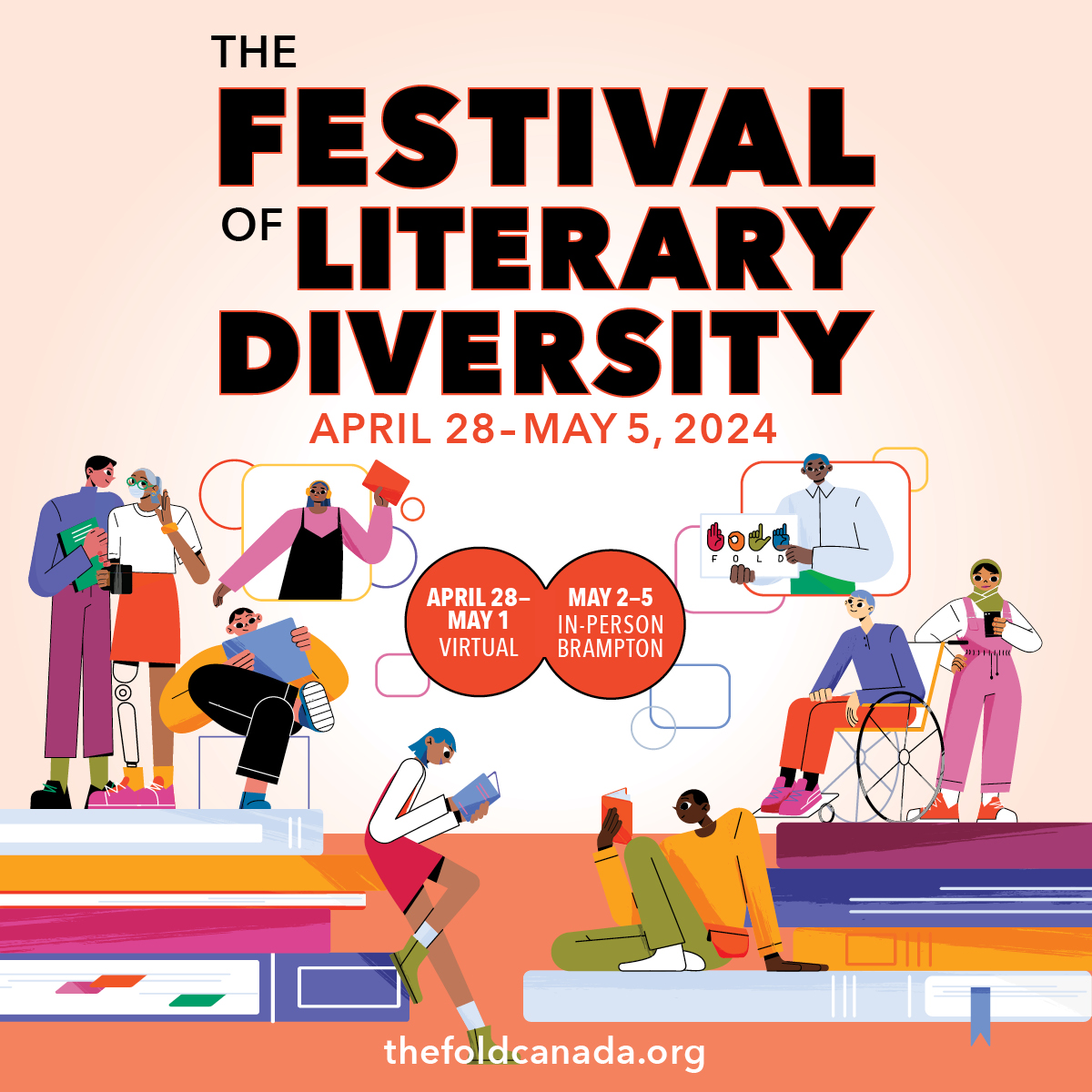 Who's ready for #FOLD2024? Join us April 28 - May 5 (April 28 - May 1 on our virtual platform, and May 2 - 5 in-person in Brampton) for the 2024 Festival of Literary Diversity. We can't wait to welcome you to this year's festival.