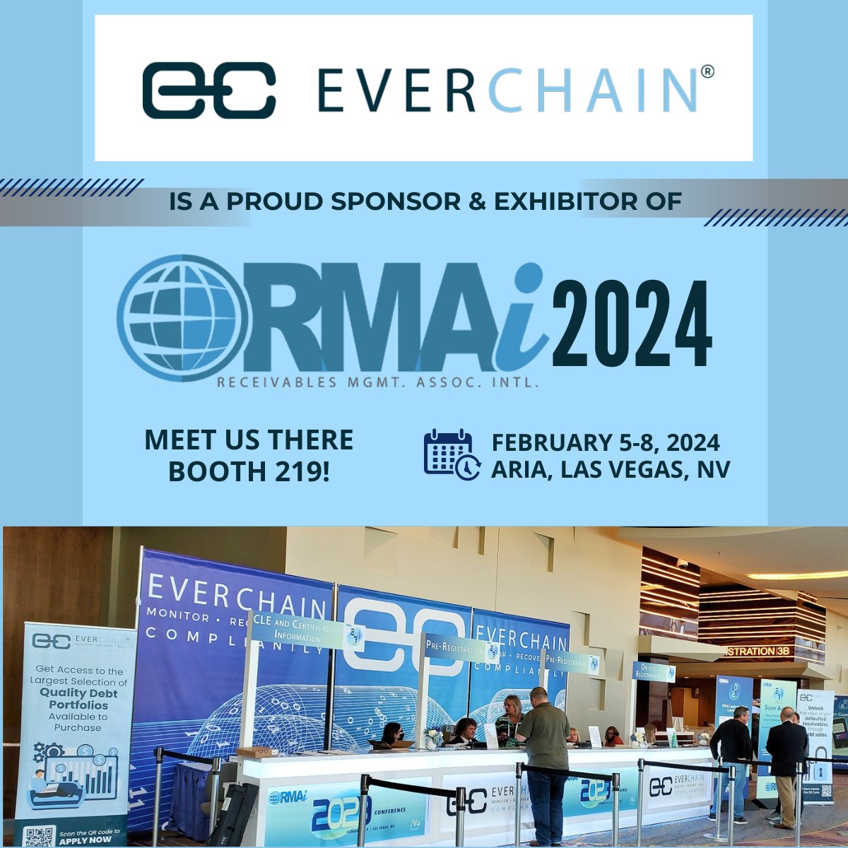 EverChain's tweet image. EverChain is proud to be a sponsor and exhibitor at #RMAi2024! ☀️Have you registered yet? Don't miss it – learn more: hubs.la/Q02cq64d0

Let's connect hubs.la/Q02cp-q30. to make your debt buying💲strategy a success in 2024! 🎰

#DebtBuying #2024Strategy #LasVegas