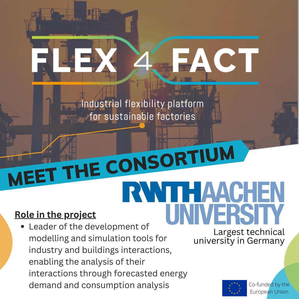 FLEX4FACT (@flex4fact) on Twitter photo โก Meet <a href="/RWTH/">RWTH Aachen</a>, Germany's largest technical university. Within #FLEX4FACT, RWTH leads the development of simulation tools for industry-building interaction, enabling simulations based on forecasted energy demand and consumption analysis.
Learn more โก flex4fact.eu/consortium/ โก Meet <a href="/RWTH/">RWTH Aachen</a>, Germany's largest technical university. Within #FLEX4FACT, RWTH leads the development of simulation tools for industry-building interaction, enabling simulations based on forecasted energy demand and consumption analysis.
Learn more โก flex4fact.eu/consortium/