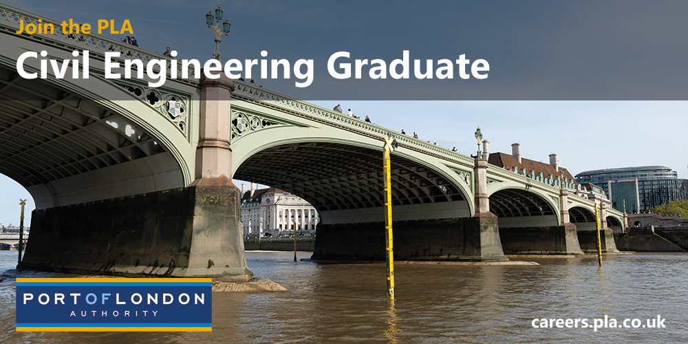 Join the PLA: We're hiring a Civil Engineering Graduate in our Civil Engineering Department hubs.la/Q02gzw300 #MaritimeCareers #Kent #Essex #London #PortOfLondon