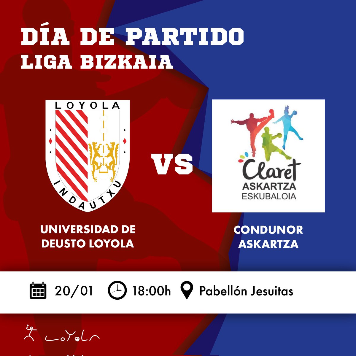 🏆 #LIGABIZKAIA
🤾  12° Jornada 

 Nuestros chicos juegan en el pabe donde lucharán para que los dos puntos se queden en casa.
 ¡Os esperamos a todos animandoles!
Mucha suerte equipo 💪🏻💪🏻

🏟️ Pabellon Jesuitas 
📅 Sábado 20 de Enero
⏰18:00h 
<a href="/BalonmanoLoyola/">Loyola Indautxu</a> 🆚 <a href="/Askartza_bmano/">Askartza Eskubaloia</a>