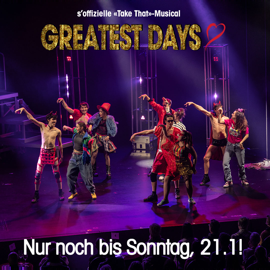 "Relight my Fire" - noch bis kommenden Sonntag. Die  begeisternde und berührende Musicalproduktion GREATEST DAYS sowie ein grossartiges Ensemble verabschieden sich bald von der Le Théâtre-Bühne. Letzte Gelegenheiten Samstag und Sonntag,
le-theatre.ch/greatestdays/