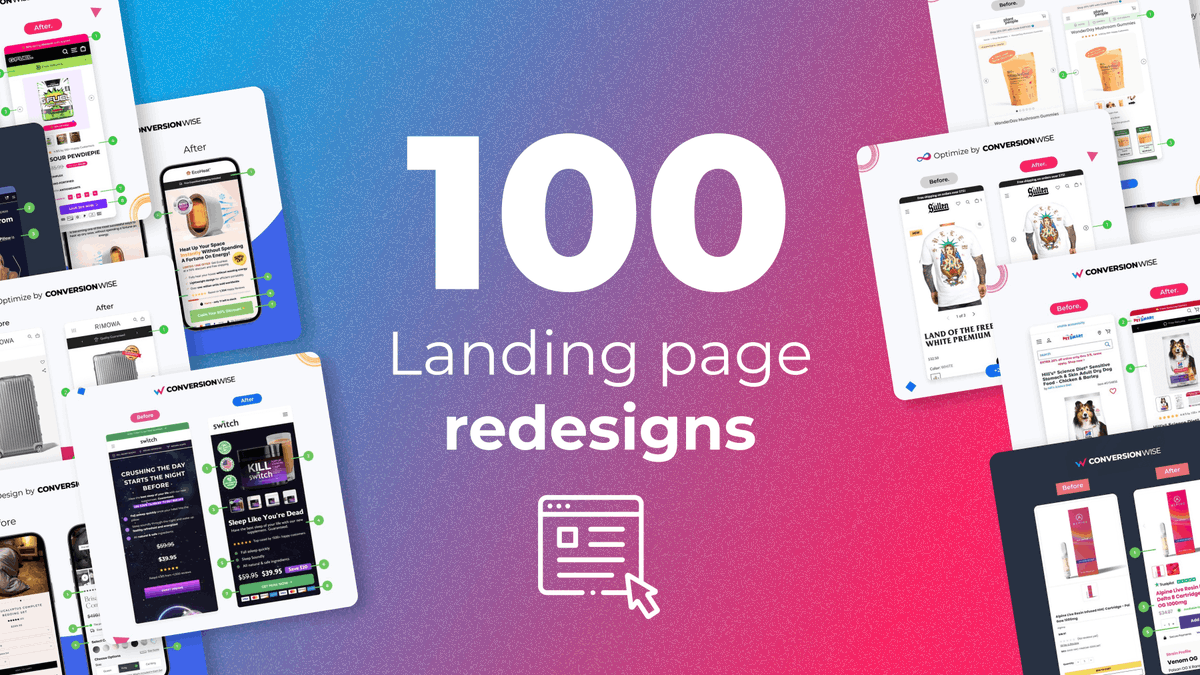 I've put together my BIGGEST EVER swipe file. 100 high converting landing page redesigns. Learn how to SKYROCKET your conversion rates! Today it's yours for FREE! Like & Comment “100” and I’ll DM you the complete swipe file. (Must be following or I can’t send)