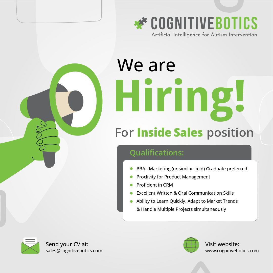CognitiveBotics (@cognitivebotics) on Twitter photo Join our team at CognitiveBotics! Seeking a dynamic Inside Sales pro with a BBA in Marketing, passion for Product Management, CRM skills, and excellent communication. Send CV to sales@cognitivebotics.com to kickstart your exciting career!
#HiringNow #InsideSales #JoinUs Join our team at CognitiveBotics! Seeking a dynamic Inside Sales pro with a BBA in Marketing, passion for Product Management, CRM skills, and excellent communication. Send CV to sales@cognitivebotics.com to kickstart your exciting career!
#HiringNow #InsideSales #JoinUs