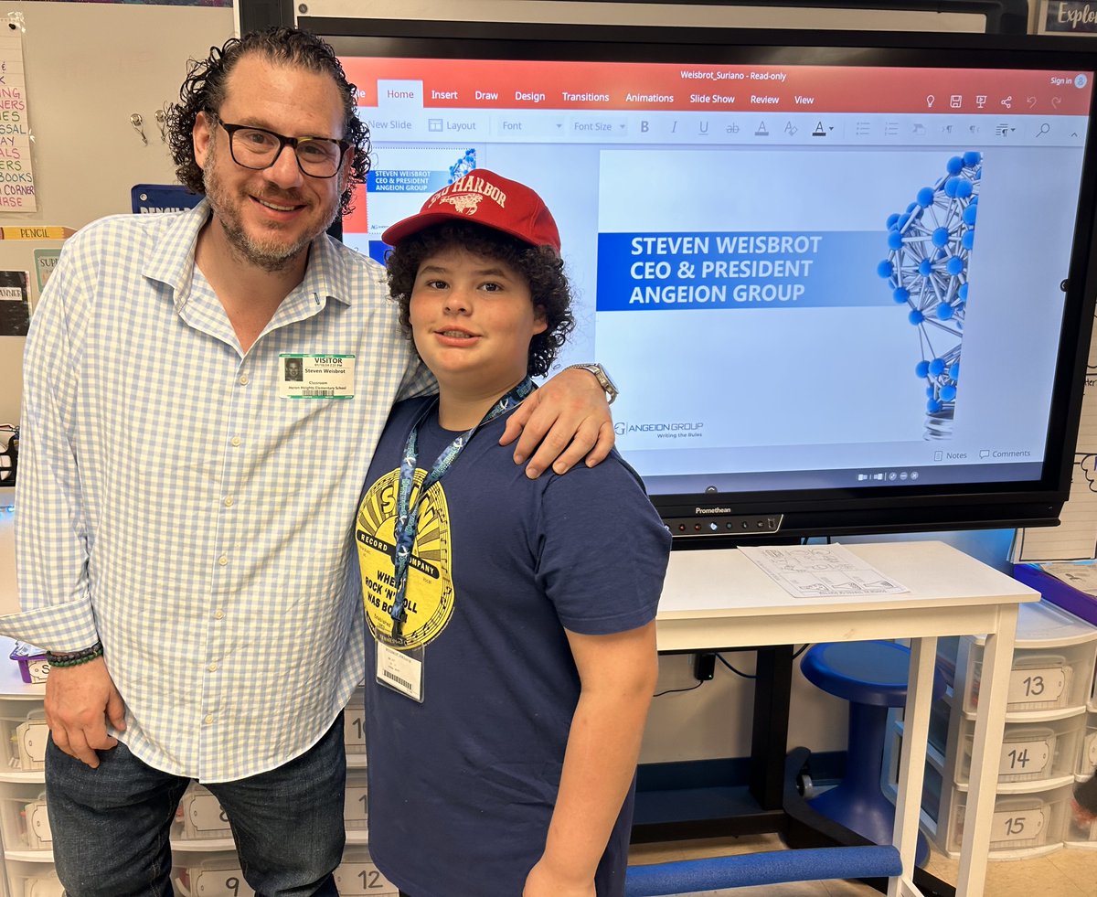 Angeion Group President and CEO @StevenWeisbrot's  most important speaking engagement of the year took place in South Florida this morning, teaching elementary students about class action lawsuits at Career Day. Steve is pictured with his son, Jordan. #CareerDay #ClassActions