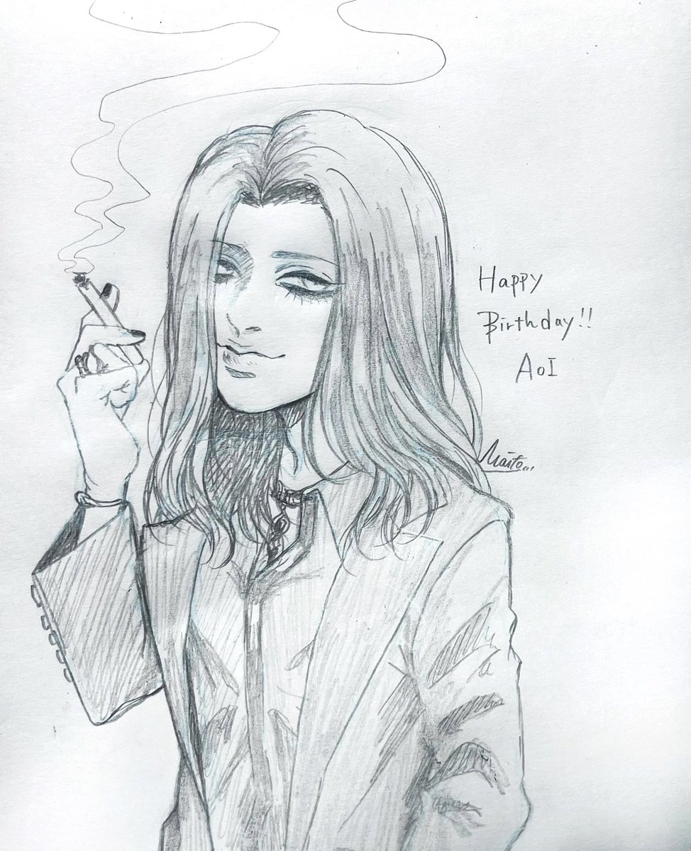 M_gzart's tweet photo. 落書き程度の絵で申し訳ないですが、お誕生日おめでとうございます🥳
髪長い葵さんが好きです〜〜！！

#theGazettE https://t.co/OZpmm2AN1A