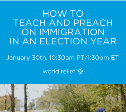 WRDurham's tweet photo. We who hold Scripture as primary know that God's heart for the sojourner transcends partisanship. But how do we talk about it well? Join us: 1/30, 1:30pm ET for our next #webinar: How to Teach and Preach on Immigration in an Election Year (https://t.co/cOSjkXHunj).
@WorldRelief https://t.co/LPSCi16aUv