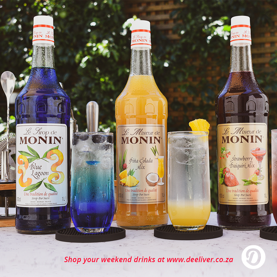 This weather calls for you, Monin, and messing around with mixology! 🍹

It simply doesn't get easier to make your drinks great. Shop our wide range of Monin syrups at deeliver.co.za 🛒

Same-day delivery available! ⚡️🚗

#Deeliver #AtYouConvenience #MoninSyrups