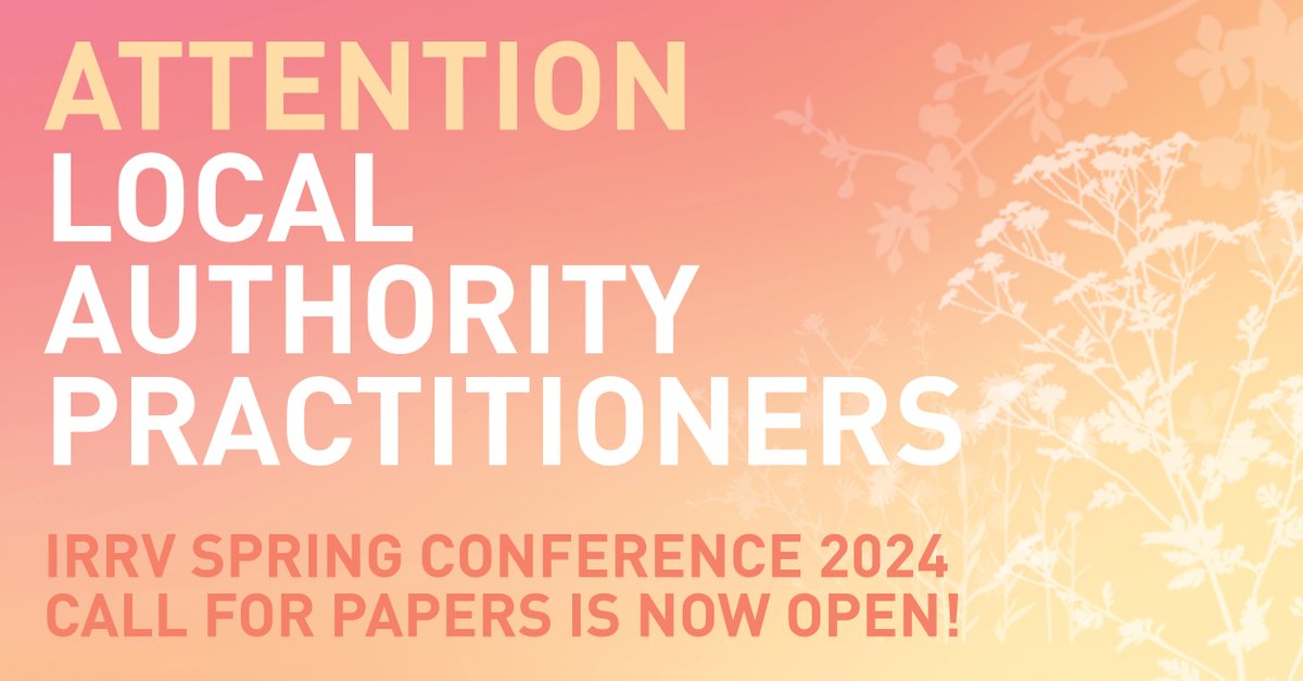 Spring Conference &amp; Exhibition 2024 call for papers is now open for Local Authority practitioners. 3 streams available this year – Revenues &amp; Enforcement; Welfare Benefits and Valuation. The deadline for submissions is 3pm Friday 26 January
For more info - sales@irrv.org.uk