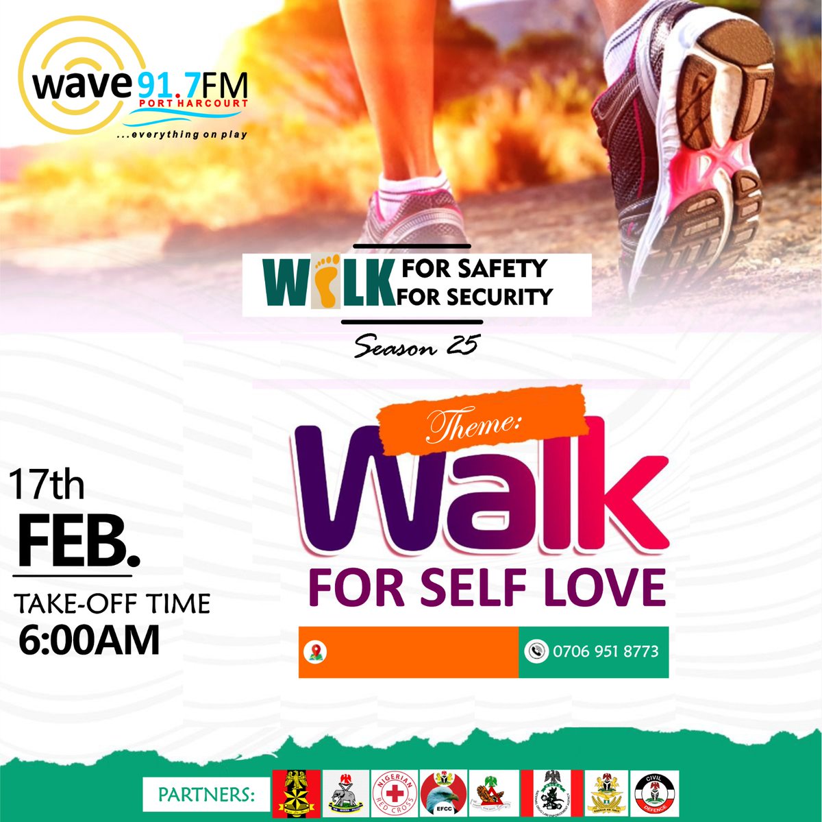 917wavefm's tweet image. It's official!!

February 17th is the date for the biggest fitness event in Port Harcourt, Walk for safety, Walk for security season 25.

We need you to support us by coming out that day to walk with us.

#Wsws25 #Wavefm #PortHarcourt