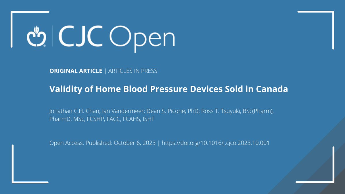 Read the January #CJCOpen Article of the Month from @CJCJournals Editor-in-Chief @Cardio_Girl: Validity of Home Blood Pressure Devices Sold in Canada. cjcopen.ca/article/S2589-…