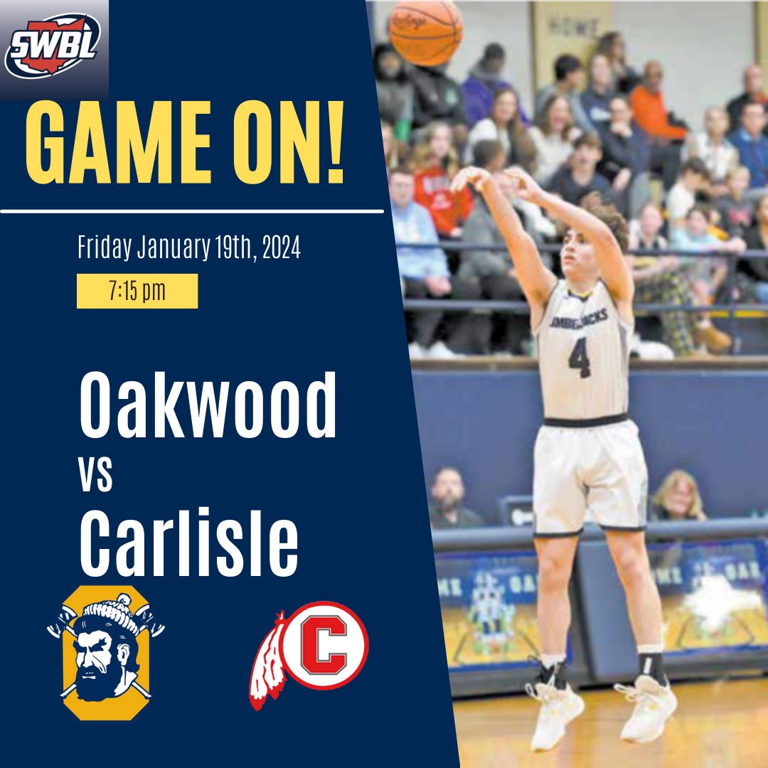 OHS_bball's tweet photo. GAME IS ON!
Oakwood vs Carlisle
Oakwood Jacks Night
@SWBLSPORTS 
🚨GAME DAY🚨
JV 5:45pm
Varsity 7:15pm
📍The Pit

No Freshman game tonight 
#Loyal #Driven #BonaFide #Resilient
#BringTheJuice https://t.co/Bjn9QruCCp