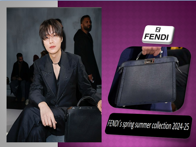 Lee Min Ho Fashion: where: At Milan fashion week. what: FENDI`s spring summer collection 2024-25 Bag. #LeeMinHoXFendi #LeeMinHo uk.fashionnetwork.com