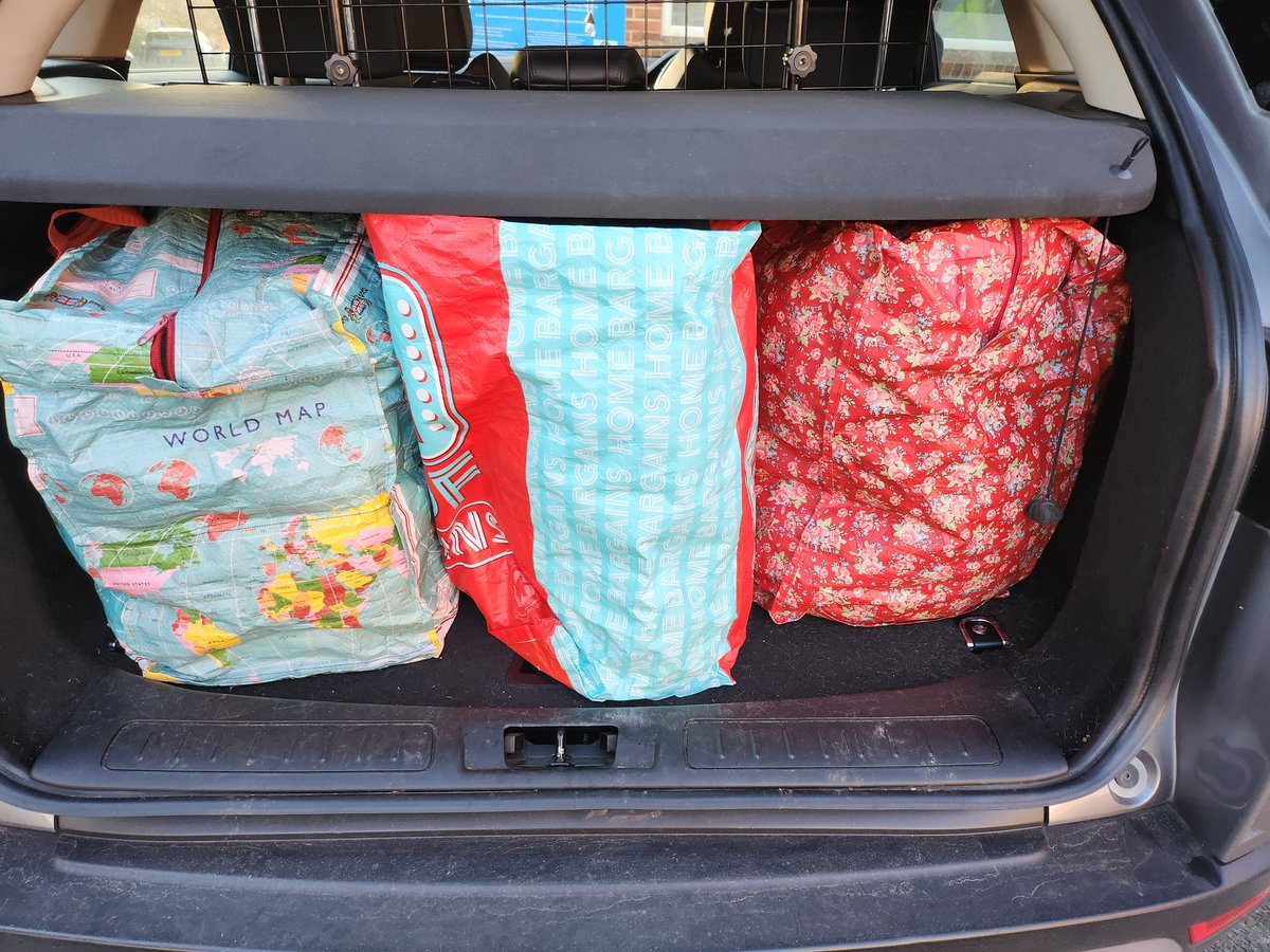 Just collected all these from the local charity shop. These will enable us to discharge our patients with dignity and for those that don't have access to clean clothing to go home, so very grateful #EndPJparalysis <a href="/LauraNeal_/">Laura Neal 💙🌻</a> <a href="/IOWNHS/">Isle of Wight NHS Trust</a> <a href="/marcia_meaning/">Marcia Meaning💙</a>