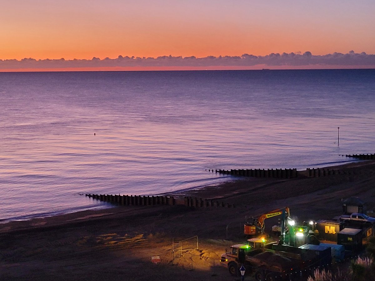 Most of the time, our teams do battle with some of the most brutal weather conditions, but every now and then, this is the start to their day! #sunrise #eastbourne #coastal #beachmanagement #shingle #beachwork