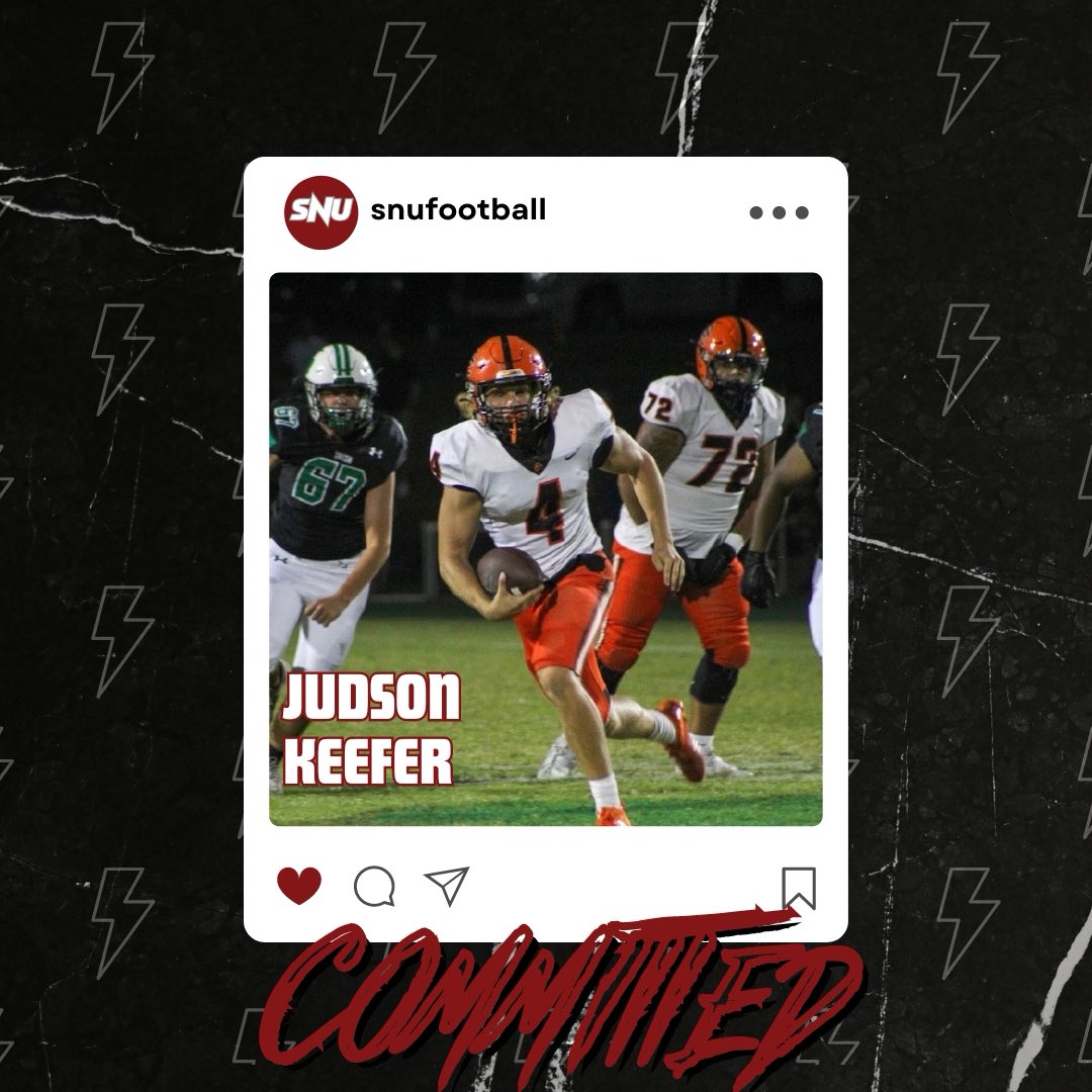 I want to say thank you to <a href="/SNUFootball/">SNU Football</a>, <a href="/Datcoachwest/">Datcoachwest</a>, and <a href="/CoachHada/">Dustin Hada</a> for this great opportunity to further my football and academic career! I would also like to thank my family, coaches, and friends.