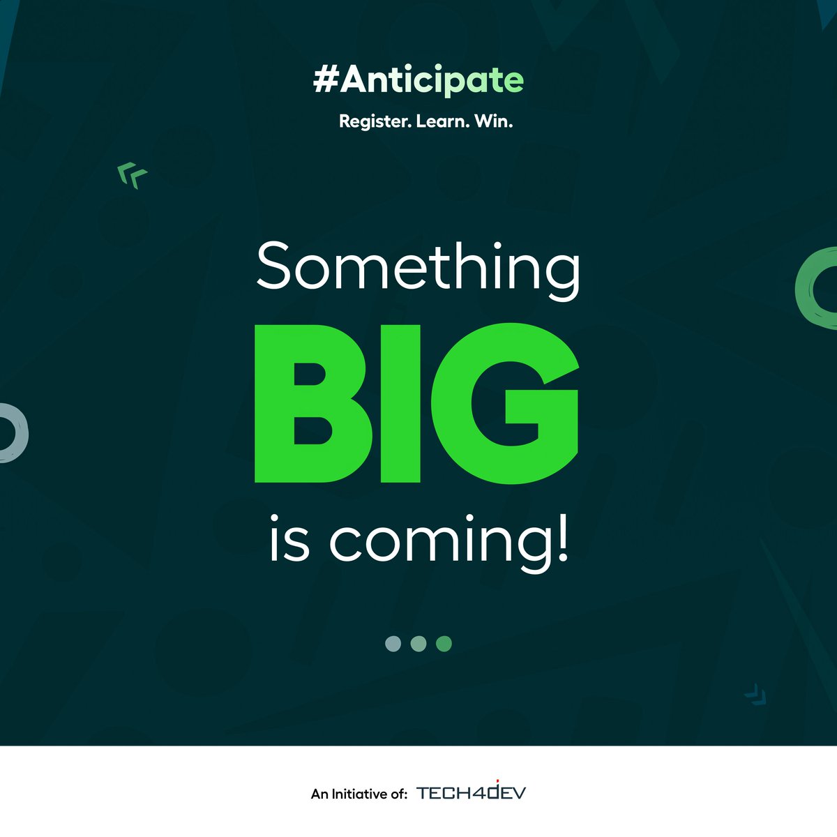 Tech4DevHQ's tweet image. It is time to push beyond your limits and get your game faces on. The biggest challenge is coming, brace yourself!

Can you guess what&apos;s coming? share your prediction in the comment section below 👇🏾

#Pushyourlimits #Biggestchallenge #Tech4Dev