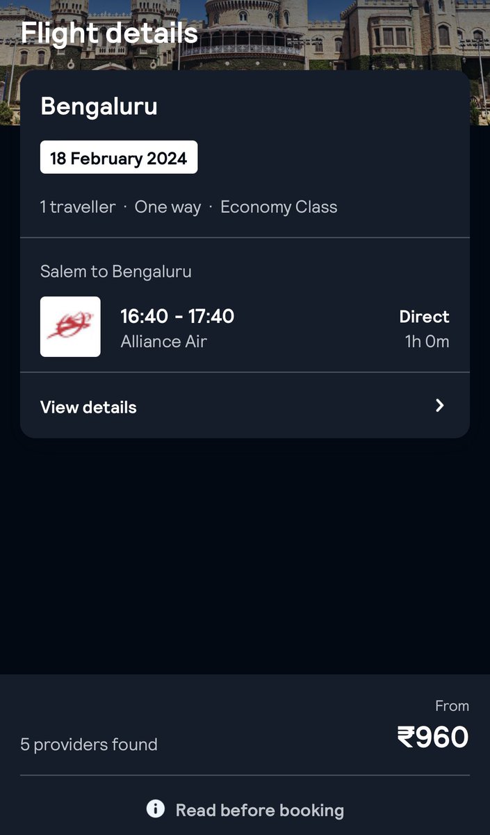 🔥 Unbelievable Flight Deal! ✈️ Salem to Bengaluru in Feb for under ₹1000/$13 🤑 

Don't miss out on this steal! Book now and experience budget-friendly travel! #FlightDeal #SalemToBengaluru #TravelOnABudget #LowFare #FebruaryTravel #bengaluru #chennai #salem