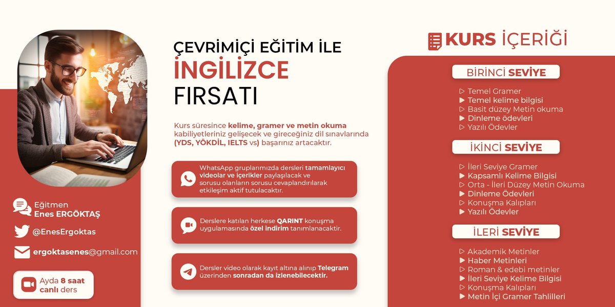 Dersler Pazartesi günü tekrar başlıyor. Örnek dersler için: Geçen dönemin ilk birinci seviye dersi: youtu.be/LLAOp73D5Yc?si… Geçen dönemin ilk orta seviye dersi: youtu.be/TWkUoNPPhIw?si… Geçen dönemin ilk ileri seviye dersi: youtu.be/fXt4rm5rBec?si… Kayıt için: