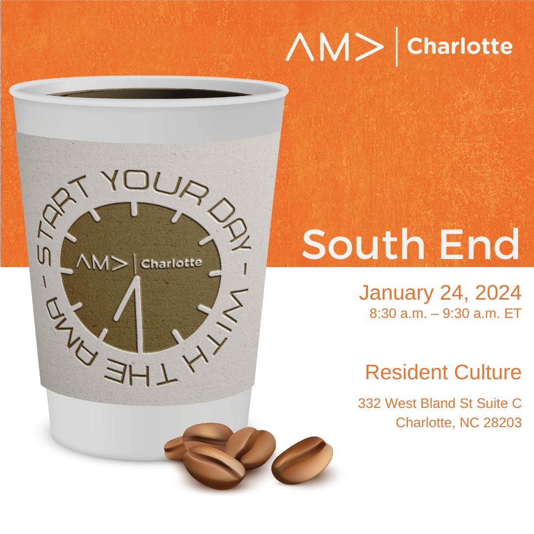 charlotteama's tweet photo. Grab a coffee with us? We'd love for you to join us for the first Start Your Day with AMA of the year, hosted by AMA Charlotte VP of Programming Davis Conway.

https://t.co/rdmnqycm0L https://t.co/DcmyY9yJ1l