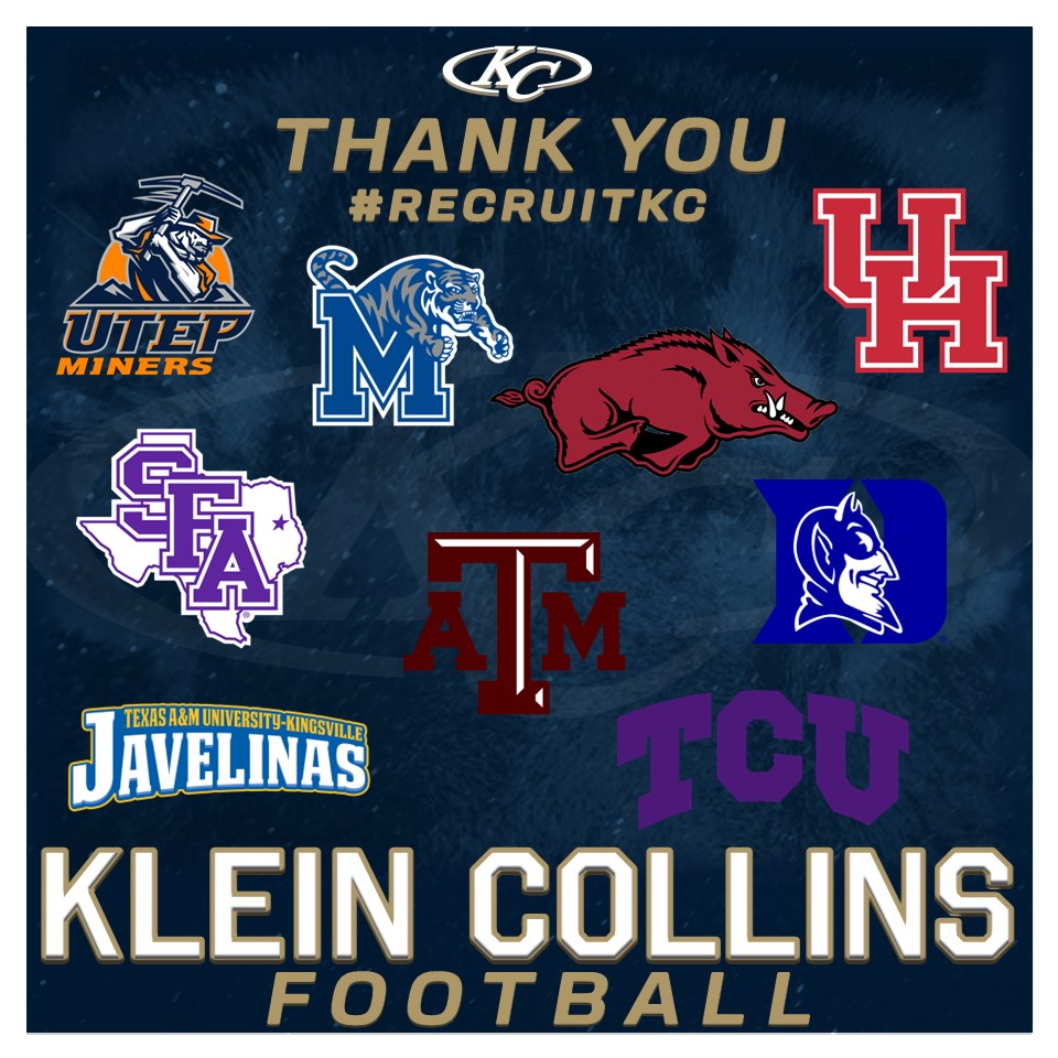 Thank you for stopping by @KleinCollins to evaluate our student athletes!! #recruitKC #TigerPride