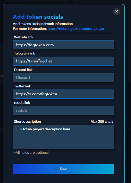 lifeisdefi's tweet photo. #SmartDeFi on chain info system allows project owners to automatically update their logo, social info, project description and more instantly on #FEGex UI. No more hassles with paying to update your project info. Update info in real time and provide safe information to holders. https://t.co/ayTLJiWxR9