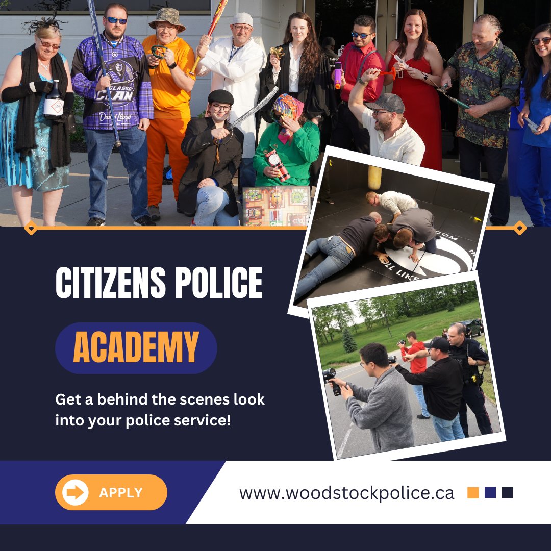 Woodstock_PS's tweet photo. CITIZENS POLICE ACADEMY

Woodstock Police is accepting applications for the Citizens Police Academy program, offering residents of Woodstock an invaluable opportunity to gain insights to their local police service.  

For more details: https://t.co/CzfO8HhOrJ https://t.co/foFdcH2J5K