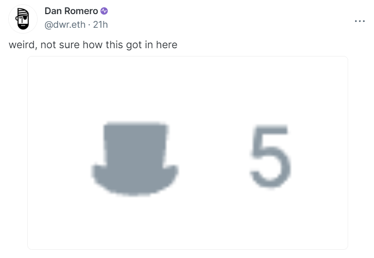 The $DEGEN degentlemen's hat has been added as a reaction on Farcaster! 🎩 Hats off to <a href="/dwr/">Dan Romero</a> and the entire Farcaster team! 🙏