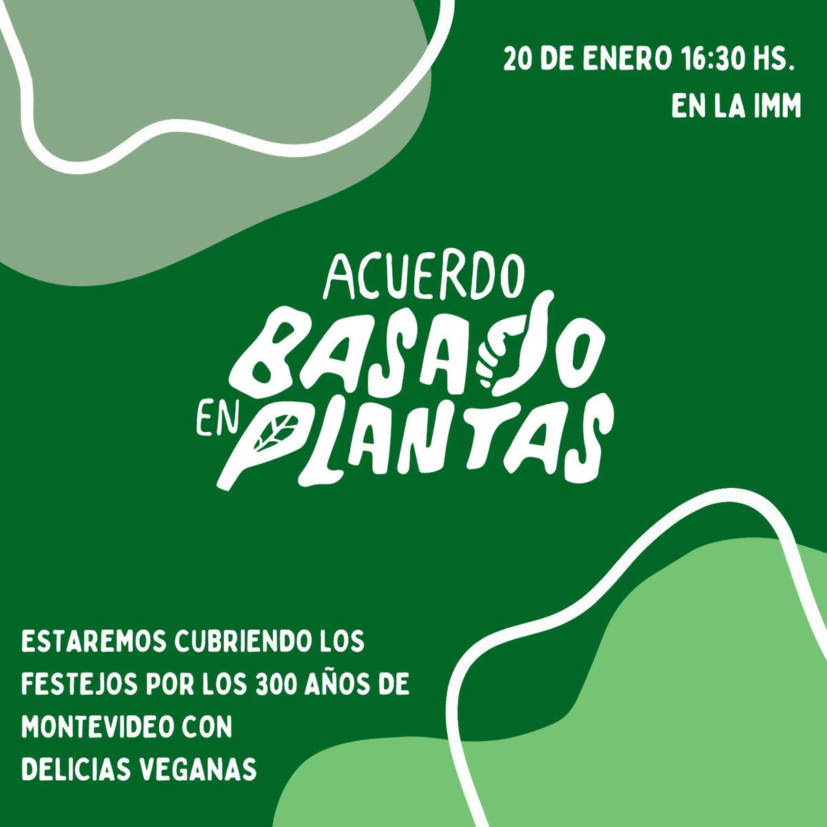 Mañana 20 de enero  a las 16:30 hs en la IMM estaremos difundiendo y recolectando firmas por el #AcuerdoBasadoEnPlantas 💚💫 

Acompañanos 🙌🫶🏽

@plantbasedtreaty 
@pbtenespanol 

#plantbasedtreaty #pbt #basadoenplantas #veganismo