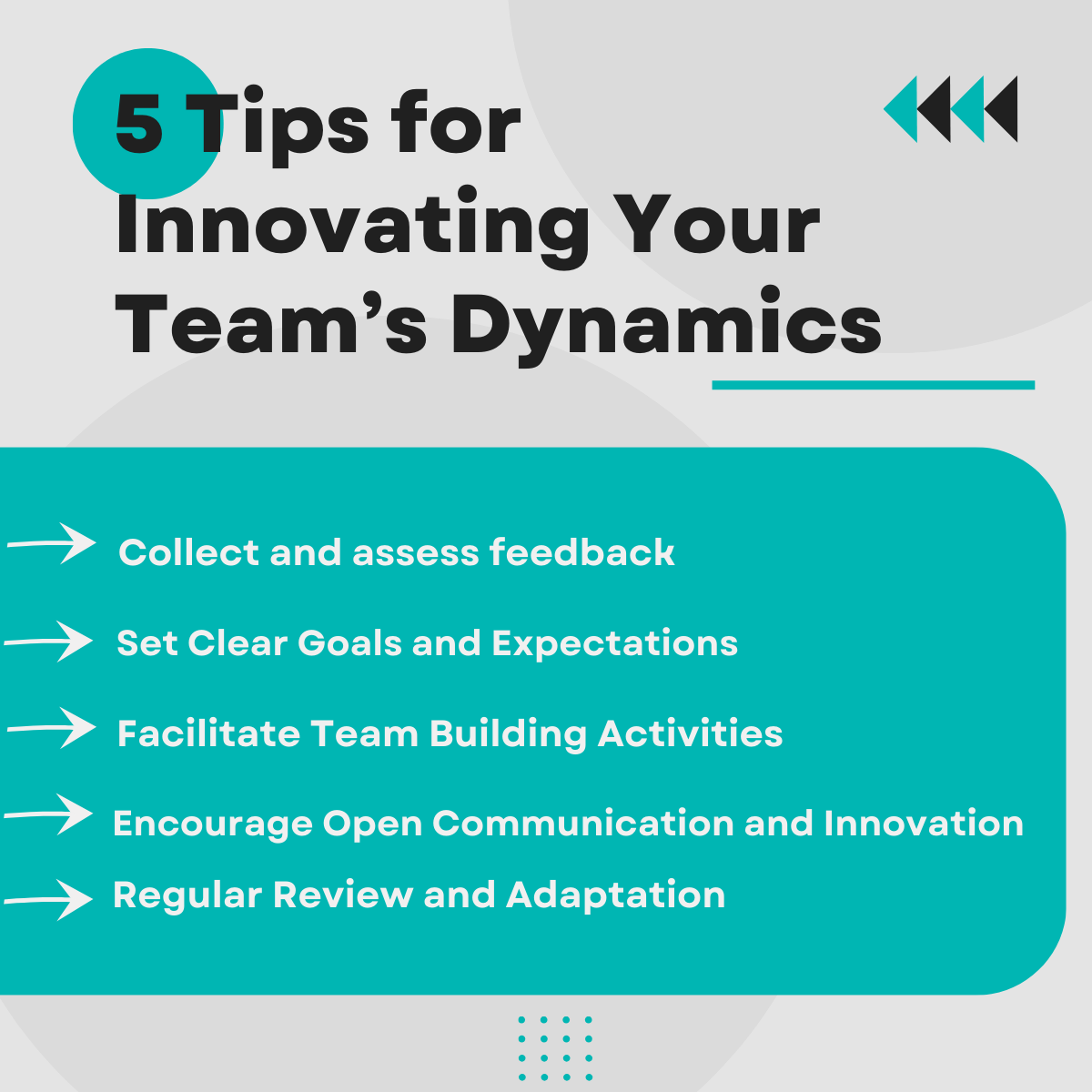 DCCSNJ's tweet photo. Transform your teamwork! Embrace change, foster open dialogue, and innovate for a dynamic, collaborative future. Here are 5 tips to help innovate your team. 

#TeamworkEvolution #InnovateTogether #Collaboration #Innovation #InnovativeTeam https://t.co/7XeF8WJ3CB