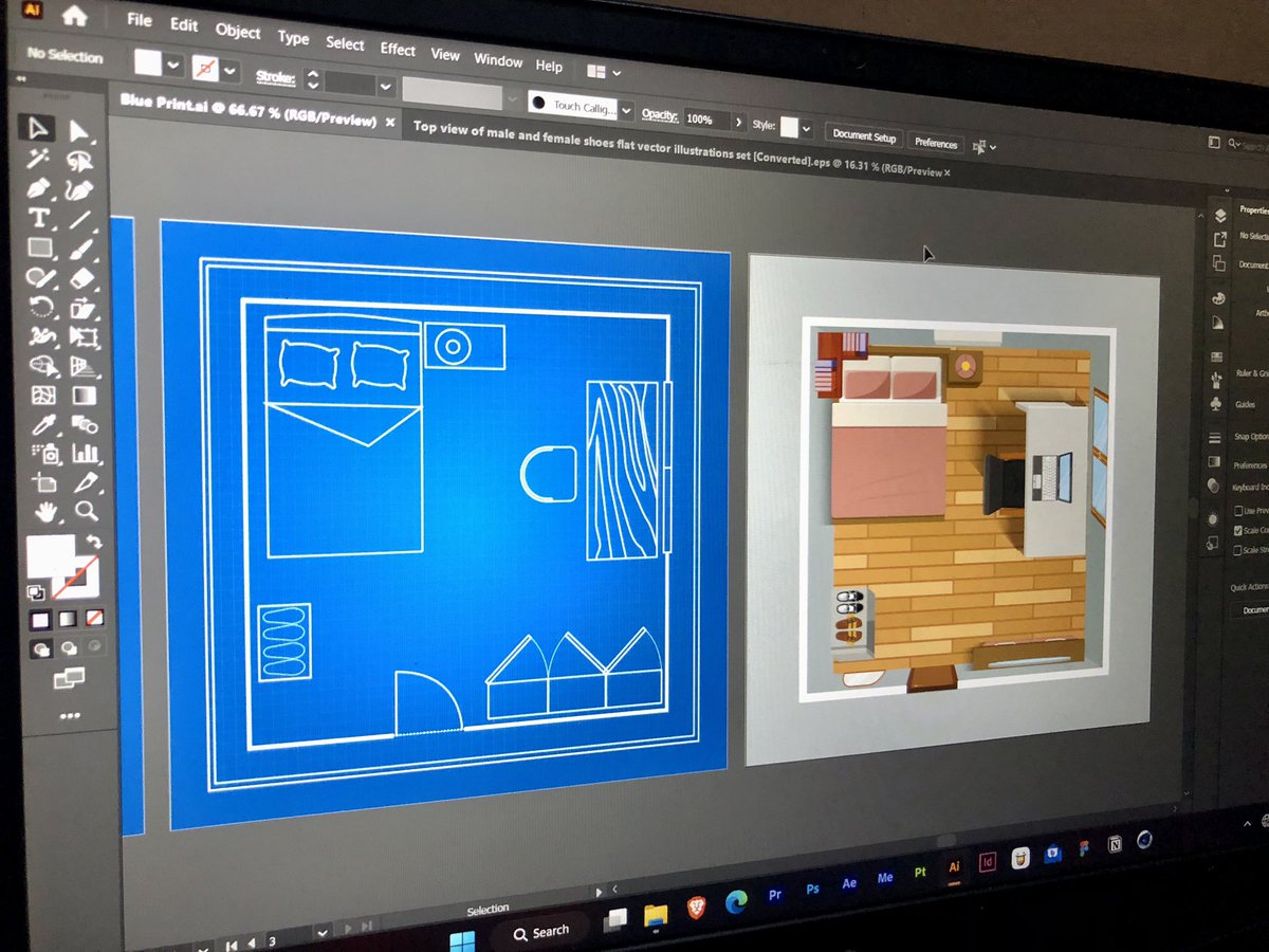 creating_mann's tweet image. Blueprint and Architectural Flat plan of the interior design I’m working on.
#architecturaldesign #interiordesign #3d #C4D #blender #illustration