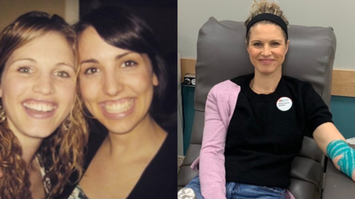 #Laurier's Deanne Piticco (BA '05) made her 25th blood donation on Dec. 1 in honour of her friend and fellow @LaurierAlumni Heidi Schlumpf (BA '10). Schlumpf, a mother of four, passed away from breast cancer in August 2022. Learn more: ow.ly/pRQF50QfFaz | @CanadasLifeline