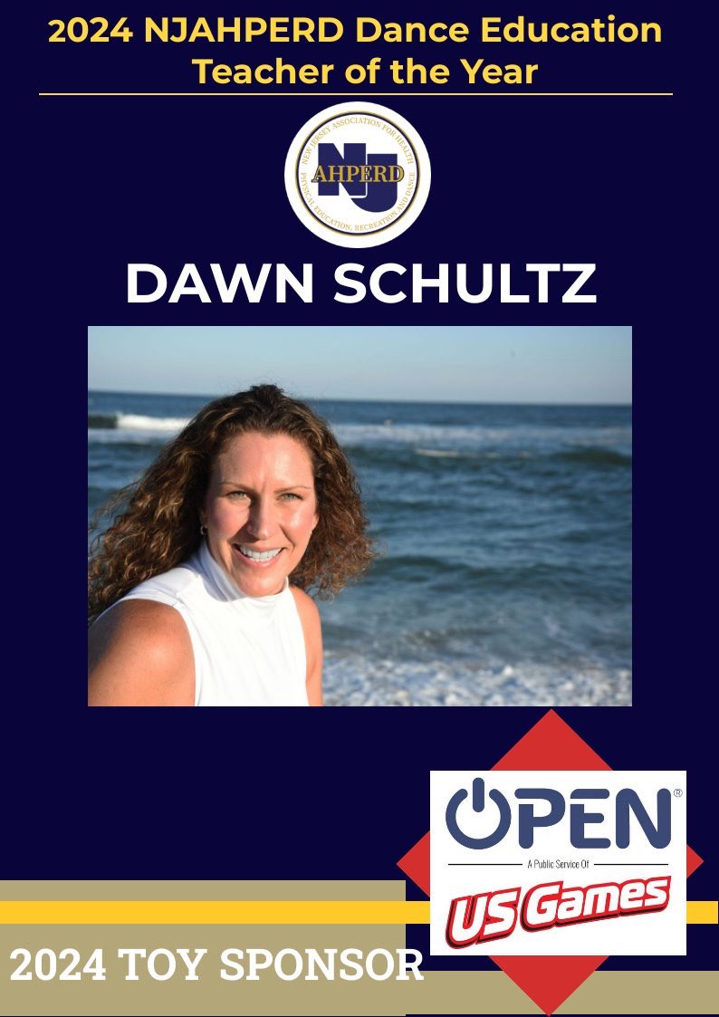 SHAPENJ's tweet image. ⭐️🏆NJ AWARD TIME🏆⭐️
     Dance Education TOY

Please join us in celebrating our @SHAPENJ 2024 Dance Education TOY, Dawn Schultz from Ocean Twp. School District. We, along with our Sponsors @OPENPhysEd &amp;amp; @USGames congratulate you on your achievement👏🏼!  #PhysEd #DanceEd RT