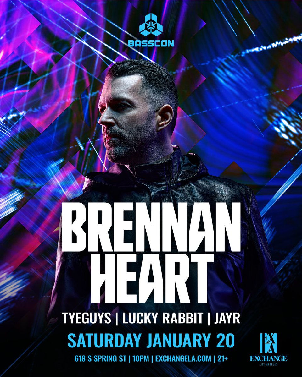 It’s time‼️ Tonight, @bassconmassive showcases the very best in hardstyle right here in LA with @djbrennanheart alongside @djluckyrabbitla, @TYEGUYSMUSIC and @JayRmusic. 💥 Get your last minute tickets NOW! → bsscn.cc/brennanheart-la