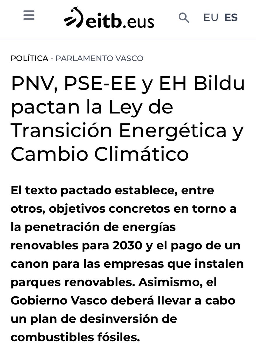 Josu_Estarrona's tweet image. Y de esto se trata, solo hoy:

- Presupuestos 2024 en Nafarroa

- Limitación precios alquiler en Gasteiz

- Ley contra el cambio climático en la CAV

Acuerdos que mejoran la vida de la gente. Cuando EH Bildu está en el acuerdo, la mayoría gana. #Contenidos #Rigor #Honestidad