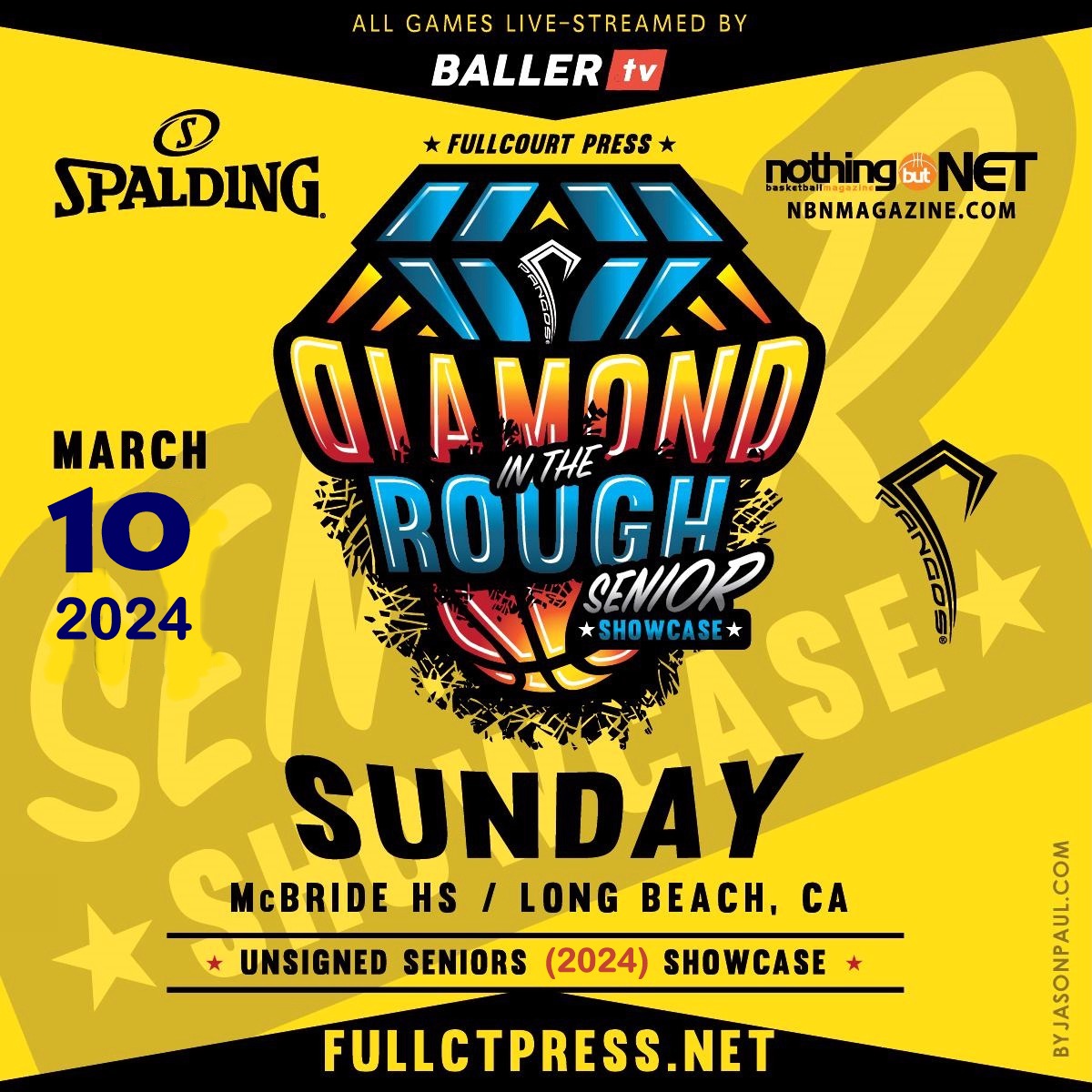 2024 @FCPPangos Diamond in Rough Senior Showcase for unsigned 2024 players set for Sun March 10 at McBride HS/Long Beach CA. All games live-streamed by @BallerTV. Secure your spot by registering at Fullctpress.net @FrankieBur @BeachCityHoops @NBNMagazine
