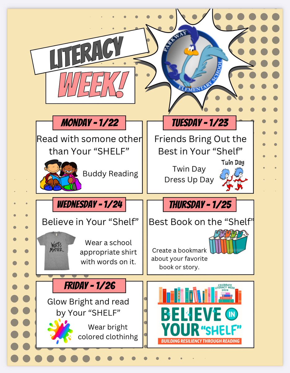 Roadrunners! Let’s have some fun next week as we celebrate literacy! 📚 @MDCPS @MDCPS_ELA @MDCPSNorth @SuptDotres @YeseniaAponte05 #YourBestChoiceMDCPS