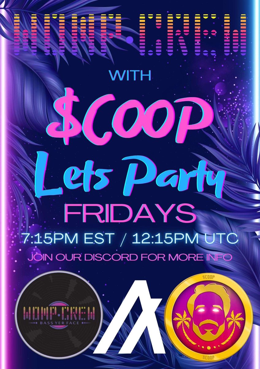 Come get rowdy with @Coop_Daniels & @CoopCoinHQ party at 7:15p EST / 12:15am UTC #Algorand $COOP $KHAAA