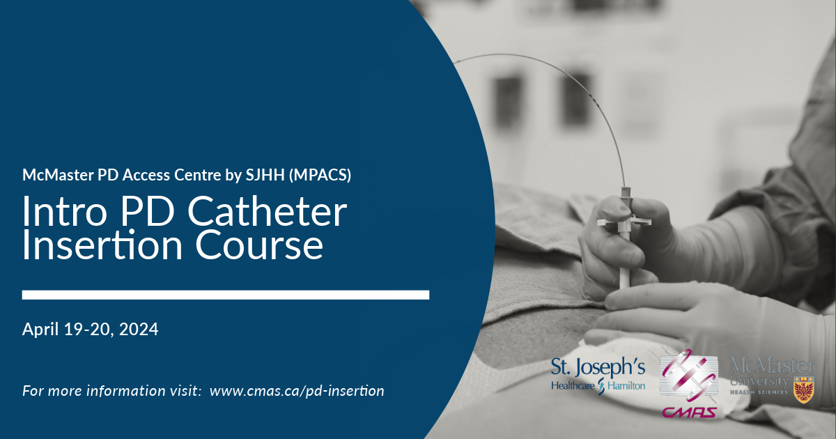 Registration is now open for the 2024 PD Catheter Insertion Course, running April 19-10. Spaces are limited for optimal hands-on learning. 

Register today at the early bird rate by visiting: cmas.ca/pd-insertion 

#PDcatheter #dialysis #MedEd