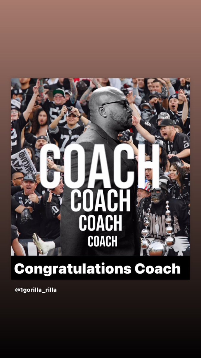 gorillarilla's tweet photo. Congratulations Coach!!!!!! Thankyou Mark Davis!!!@Raiders https://t.co/akX5lkXvIP