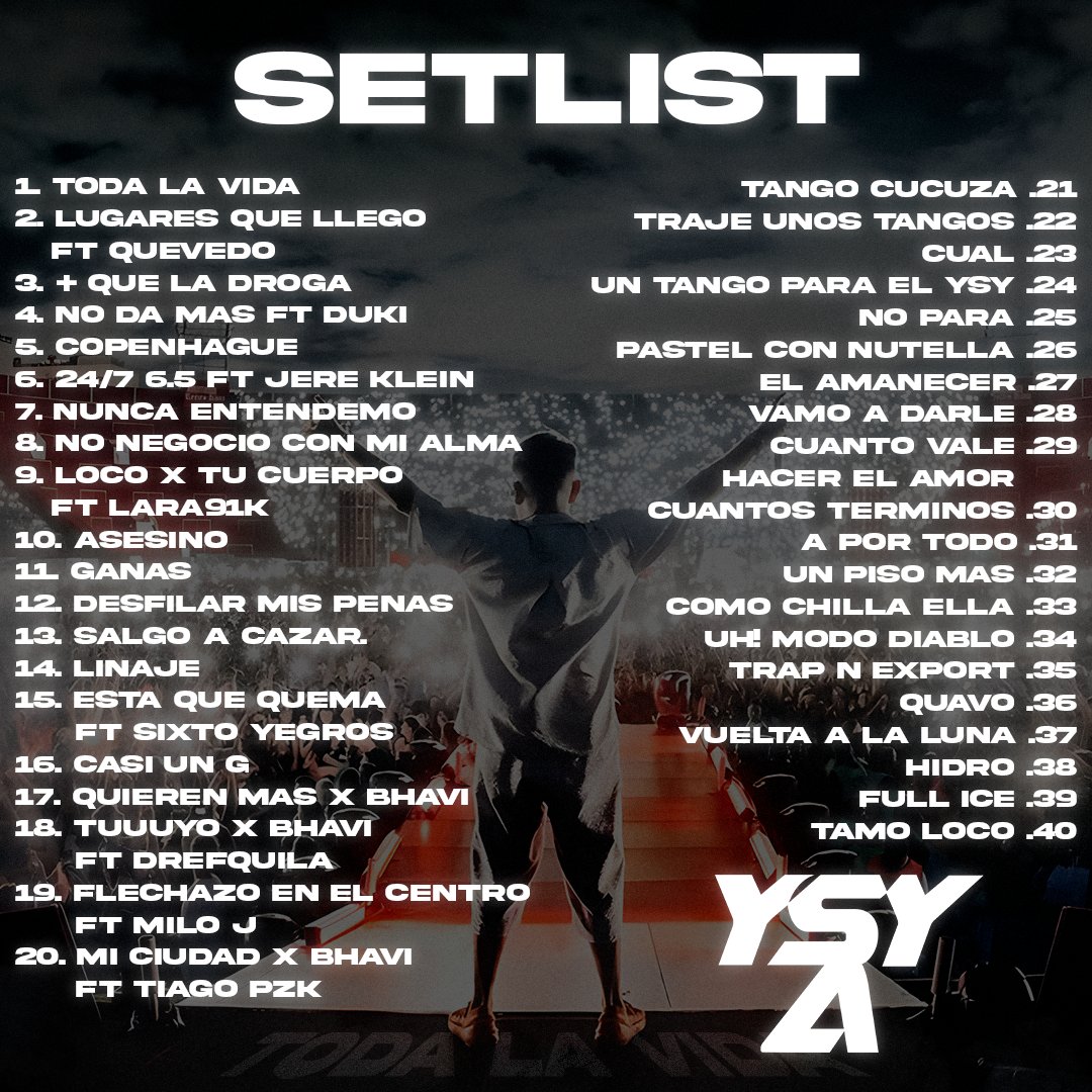 d3mb_'s tweet photo. EL MEJOR SHOW QUE FUI...

⬇️Abro Hilo de todo el SETLIST COMPLETO para revivir un poco lo que fue el show histórico de YSY A🚬 https://t.co/W6R9xjAr8e